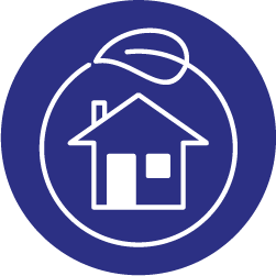 Climate change icon - Property portfolio house blue