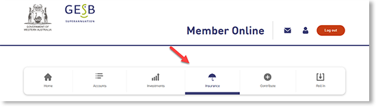 This screenshot highlights the ‘Insurance’ icon in Member Online.