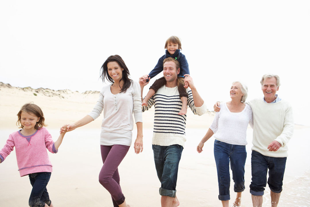 Multi generational family at the beach