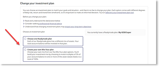 This screenshot shows the ‘Choose your investment plan’ section.