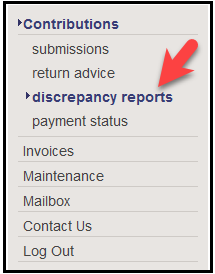 Discrepancy reports menu location