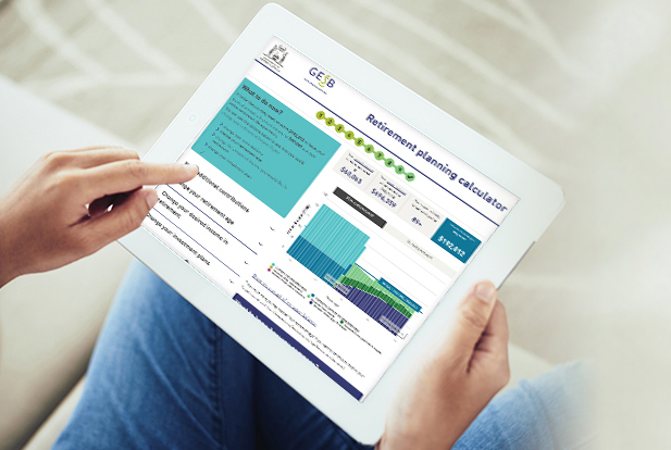 Retirement calculator on tablet device