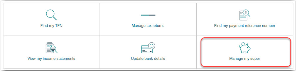 This image shows the ATO options in the myGov website
