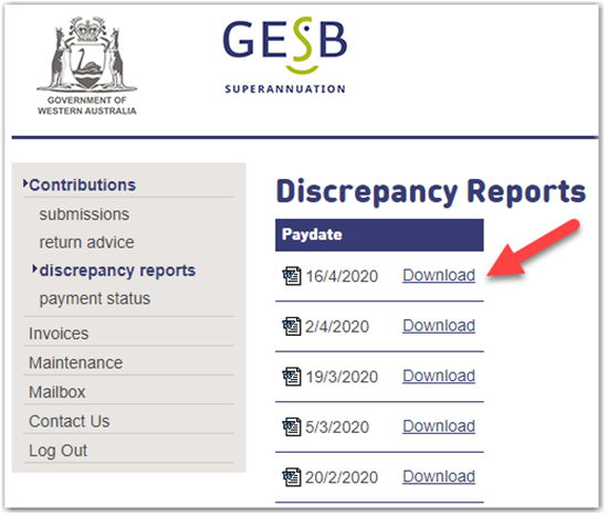 Discrepancy reports download