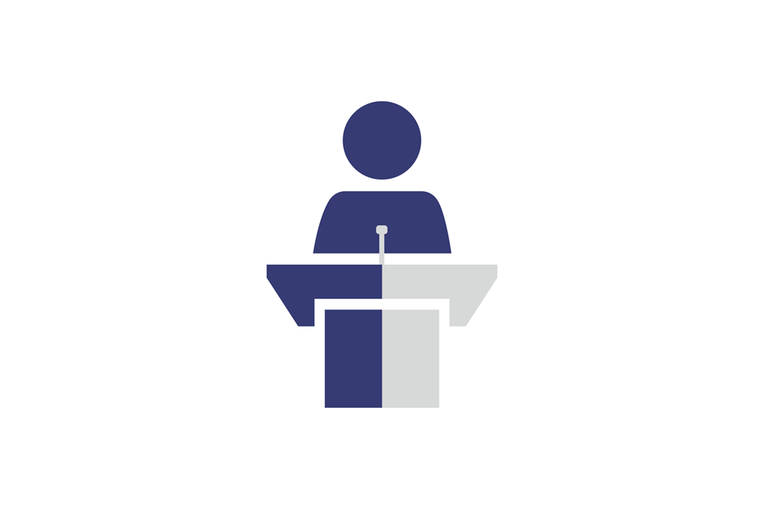 Speaker at a seminar or webinar