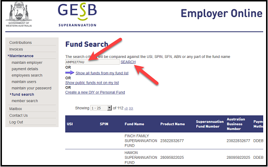 Fund search page