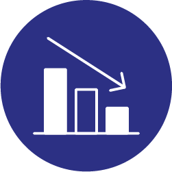 Climate change icon - Downwards graph blue