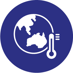 Climate change icon - Globe temperature blue