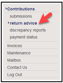 Return advice menu location Return advice menu location