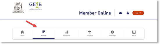 This screenshot highlights the &lsquo;Accounts&rsquo; icon