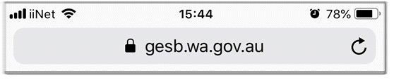 The padlock shows next to the web address, center aligned